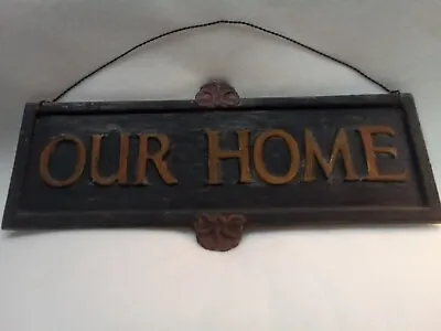 Vintage  Our Home Wall Plate 6.5x14  Cast Iron Hanging Plaque Farmhouse Cottage • $15.99