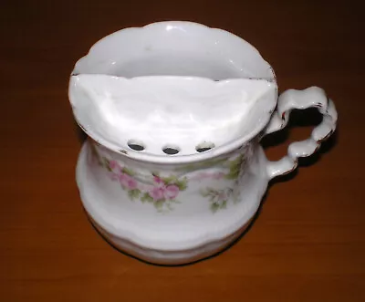 Antique BAVARIA Porcelain Roses Flowers Floral Mustache Cup Mug Skuttle GERMANY • $11.95