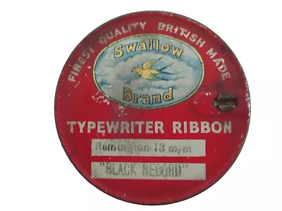 Vintage Round Red Tin British Made Swallow Brand Typewriter Ribbon • $24.99