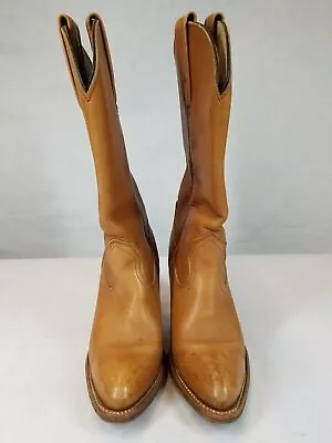 Frye Women's Brown Leather Almond Toe Pull On Cowgirl Western Boots Size 7.5 B • $14.99
