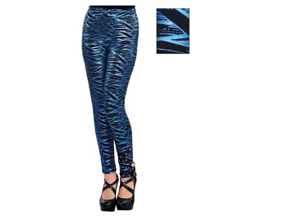 Girls Monster High  Fierce Leggings Blue Black Costume Accessory Child Size M/l • $6.99