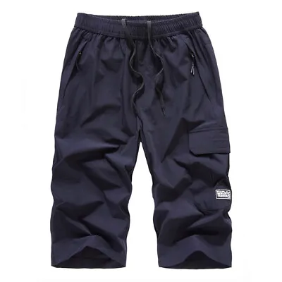 Mens Cargo Work Shorts Quick Drying 3/4 Length Casual Hiking Running Capri Pants • $22.31