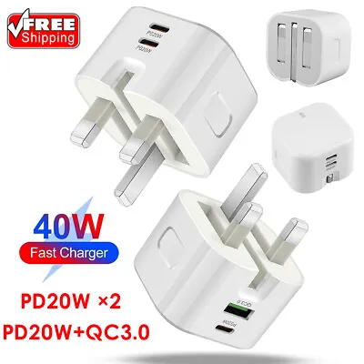 £11.99 • Buy 20W Dual USB-C Power Adapter Fast Charger Plug For IPad/ IPhone 12/13/14 Pro Max