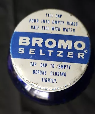 Vintage Cobalt Blue Bromo Seltzer Embossed Glass Bottle 6 H • $9