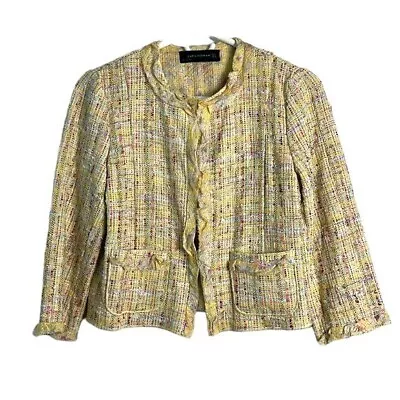 Zara Yellow Grandmacore Cottagecore Prairie Short Floral Blazer Jacket • $20