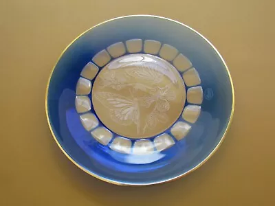 Moser Glass Blue Plate 1972 Mother's Day Limited Edition Czech Bohemian W/ Case • $29.99