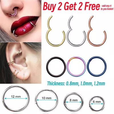 £1.69 • Buy Surgical Steel Nose Ring Septum Clicker Hinge Segment Face Hoop Ear Lip Piercing