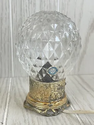 Vintage MCM I.W. Rice & Co Portable Lamp Etched Glass Globe Boudoir Light 5  • $35