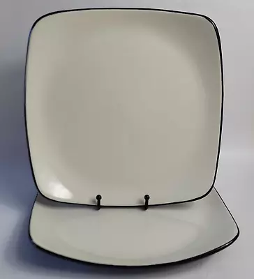 TWO Corelle Hearthstone Royal White Square Dinner Plates White Front Black Back • $14.36