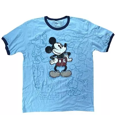 Disney Mickey Mouse Organic Cotton Ringer T-Shirt Size Medium Light Blue NWT • $24.50