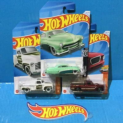 3x LOT 2024 HOT WHEELS NEW H CASE HIROHATA MERC CHEVY STUDEBAKER PICKUP TRUCK • $18.74