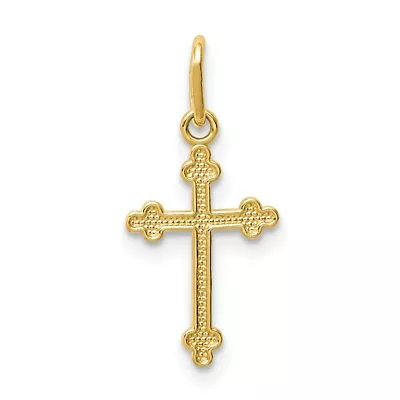 $39.47 • Buy 14k Yellow Gold Polished Small Budded Cross Religious Charm 0.75 Inch