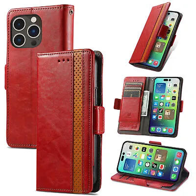 Shockproof Wallet Case For IPhone 14 13 Pro 12 11 XR 7 8 6 SE Leather Flip Cover • £6.83