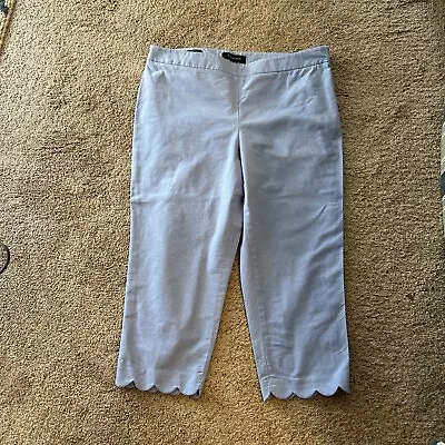 Talbots Chatham Crop Slim Leg Pants Blue Scalloped Hem Women's 10p • $9
