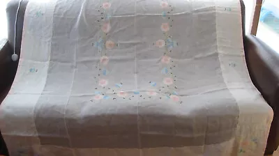$49.99 • Buy Vtg Madeira Applique Organdy Banquet Tablecloth Pastel Flowers