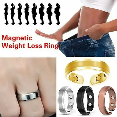 Black Hematite Ring Men Women Magnetic Weight Loss Pain Relief Health Ring US • $7.99