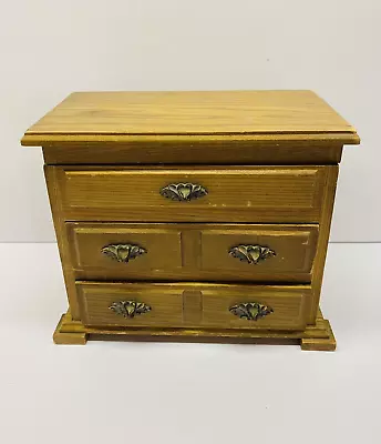 Vintage Wooden 2 Drawer Red Velvet Musical Jewelry Box • $32