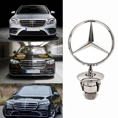 Front Hood Ornament Mounted Star Emblem For Mercedes-Benz C E S AMG Silver Logo • $14.69