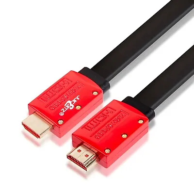 JuicEBitz® 4k Ultra HDR Flat HDMI 2.0 Cable 24k Gold Plated 2160p 1080p 3D TV 2k • £13.99