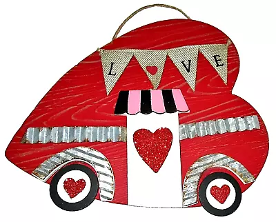 VALENTINE'S DAY ~  Love   ~WOOD HEART CAR WALL HANGER ~ 9.5  L X 12.25  W • $16.19