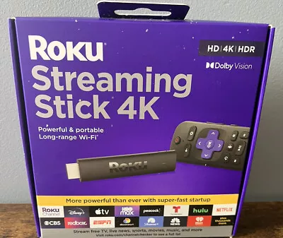 Roku Streaming Stick 4K (2021) 4K/HDR/Dolby Roku Voice Remote And TV Controls • $32.29