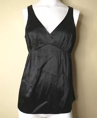 Talbots Women Blouse Tank Top 6P Petite Black Silk Stretch Cinched Tent • $15.04