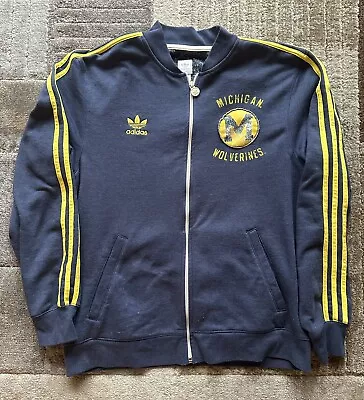 Rare Vintage Retro Michigan Wolverines Adidas Full Zip Sweatshirt Large L • $75