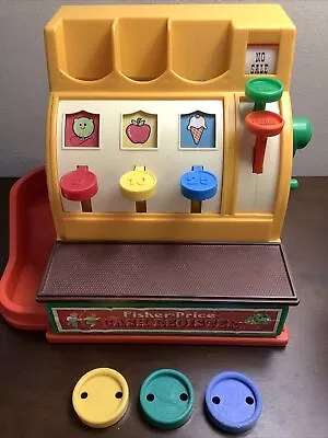 Vintage 1974 Fisher Price Cash Register Working Condition With Three Coins WORKS • $21.99