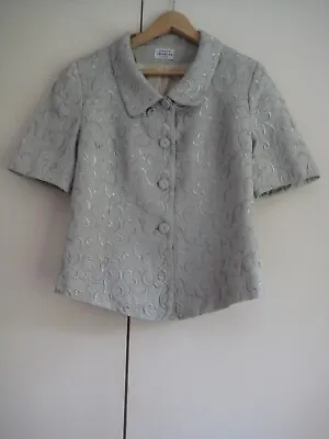 £50 • Buy Caroline Charles Ecru Short Sleeved Linen Blend Jacket With Silky Embroidery, 14