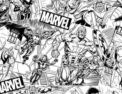 $2.99 • Buy Fat Quarter  Marvel Avenger Sketch Fabric  Comic Superhero  Hero 100% Cotton  Fq
