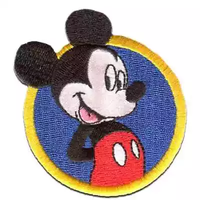 Disney Iron-On Patch: Blue Round Mickey Mouse Standing New Free Shipping • $6