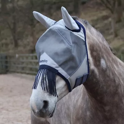 Masta Fly Mask With Ears And Nose Fringe Grey • £23.95