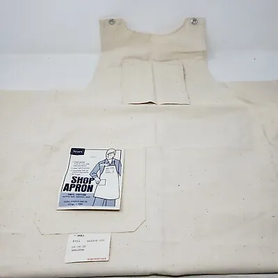 Vintage Sears Sanforized Cotton Mens Shop Apron Patch Pockets Natural NOS  • $59.99