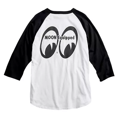 Men's Mooneyes Moon Equipped Raglan Long Sleeve Black White T-Shirt MQTL071WB • $40.99