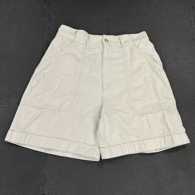 Vintage 90s Eddie Bauer Safari Shorts Womens Sz 10 (29”) Khaki Canvas Light Wash • £21.69