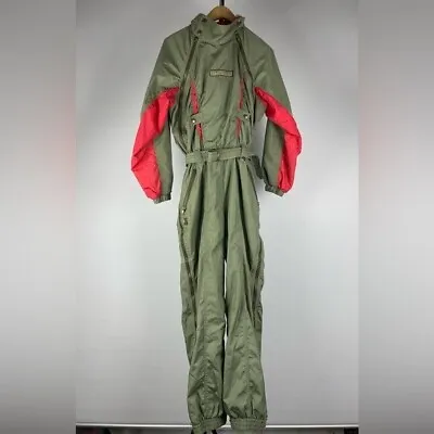 Vintage Lafont Green Full One Piece Ski Suit Size Medium • $99.99