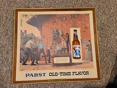 (VTG) 1960s Pabst Beer Old Time Flavor Guys Basketball Livery Stable Sign • $125