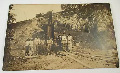 Vintage STEAM DRILL W/WORKERS RPPC POSTCARD UNKNOWN LOCATION • $19.99