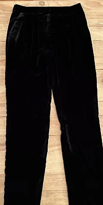 H&M Women's Black Velvet Slim Fit Tapered Pants Size 4 NEW 28x30 Pockets • $32.20