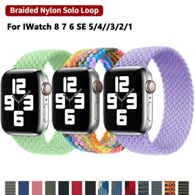 $9.99 • Buy Nylon Braided Solo Loop Strap Band For Apple Watch Series 8 7 6 SE 5 38/45/49MM
