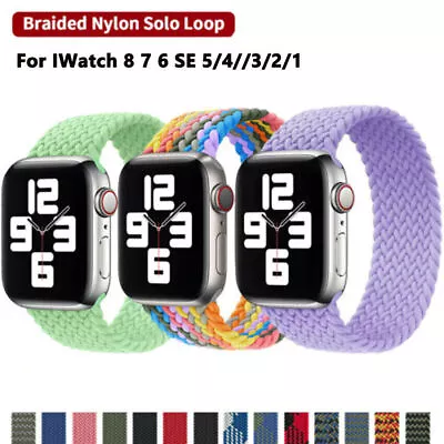 $6.64 • Buy Nylon Braided Solo Loop Strap Band For Apple Watch Series 8 7 6 SE 5 38/45/49MM