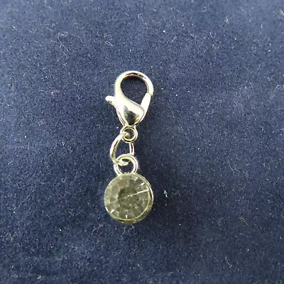 APRIL Birthstone Crystal Charm Zipper Pull Keychain Add On Clip Silver Tone New • $5.88