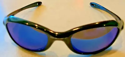 RARE OAKLEY XS FIVES SUNGLASSES Black Frames W/ Blue Iridium Lenses Pristine  • $125