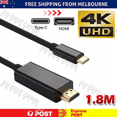 USB C To HDMI Cable Type C Male To HDMI Male 4K Cable For Macbook Chromebook AU • $12.52