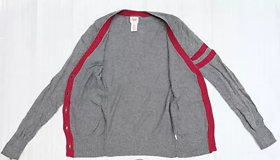 Mossimo Gray & Red Lightweight Fitted Long Sleeve Button Down V Cardigan XS • $15