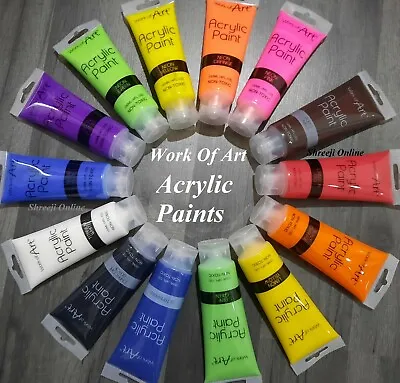 Work Of Art Acrylic Paint Tube Set All Colours Crafts Artists Painter 120ml • £2.65