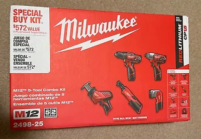 Milwaukee 2498-25 M12 Cordless LITHIUM-ION 5-Tool Combo Kit • $247.99