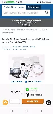 Greenheck: Remote Dial Speed Control For Use With Vari-Green Motors Product #  • $200