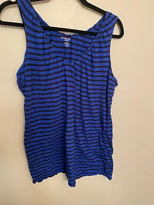 Motherhood Nursing Tank Top Blue And Black Striped XL • $10