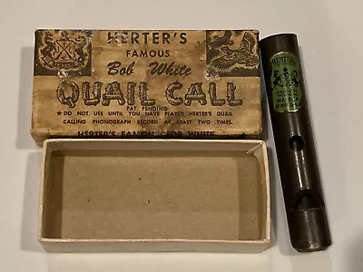 RARE Vintage Herter's Famous Bob White Quail Call Green Label Original Box • $79.99